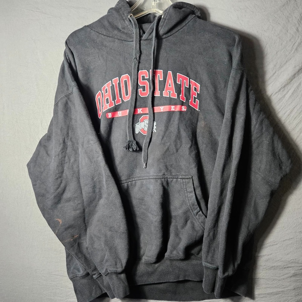 Vintage Ohio State Buckeyes Hoodie Mens Large Black TSI Sportswear Pullover